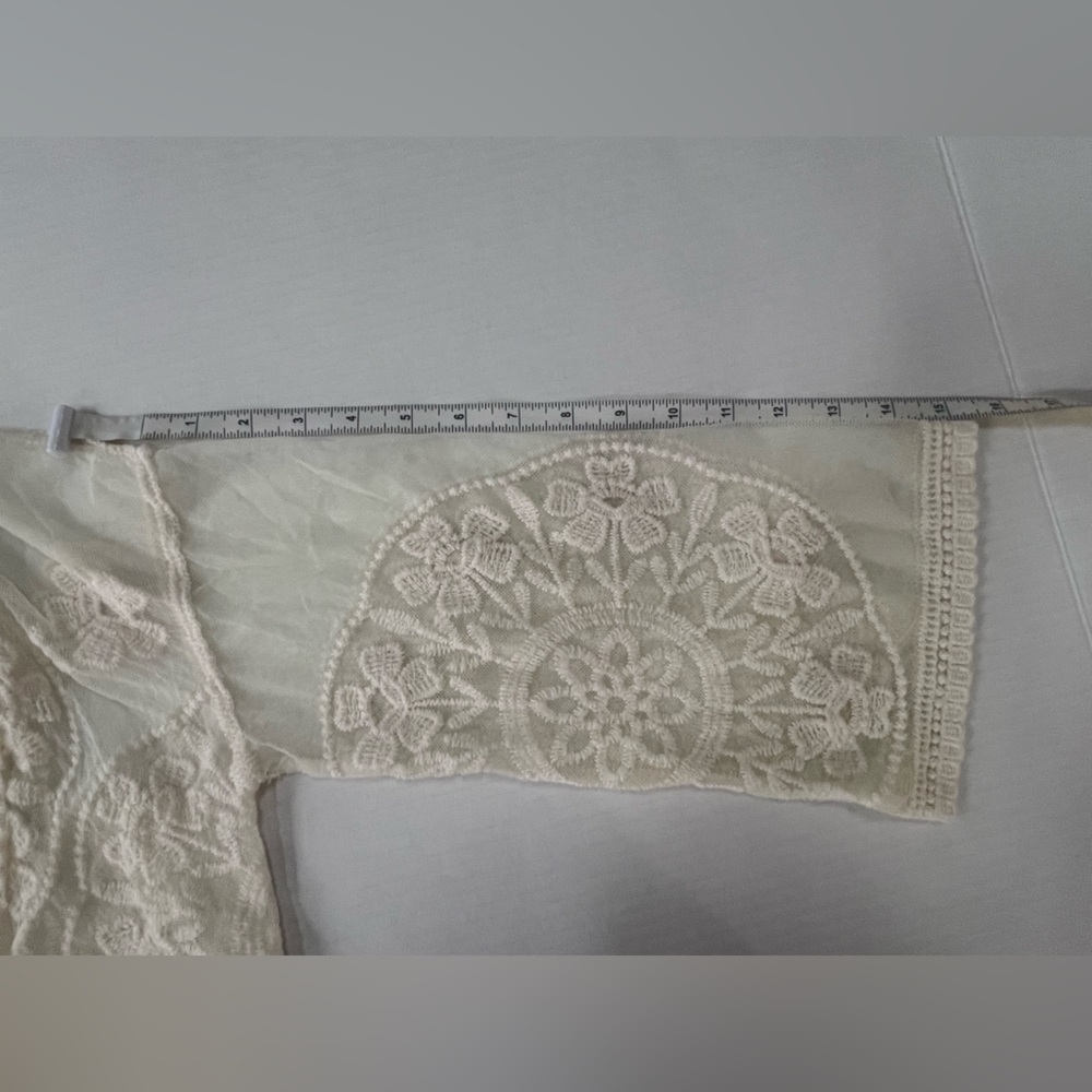 Rebellion Again Mesh & Floral Embroidery Open Cardigan Bed Jacket L - Picture 5 of 8